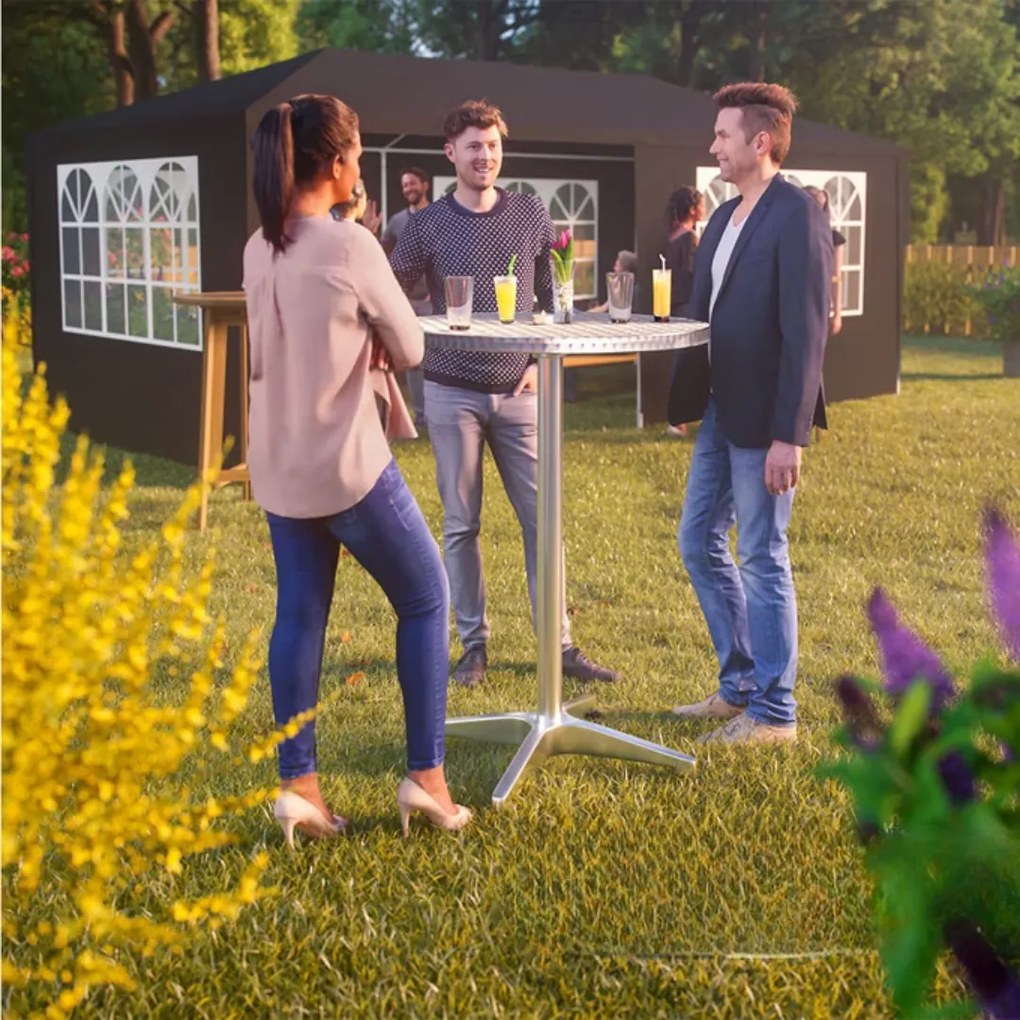 Masă de bar reglabilă din aluminiu NERO, Ø60 cm, argintiu Casaria