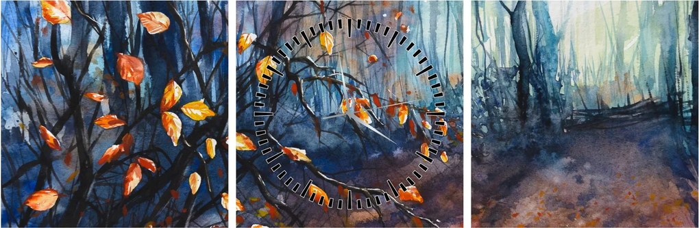 Tablou - Razele solare de toamnă (cu ceas) (90x30 cm)