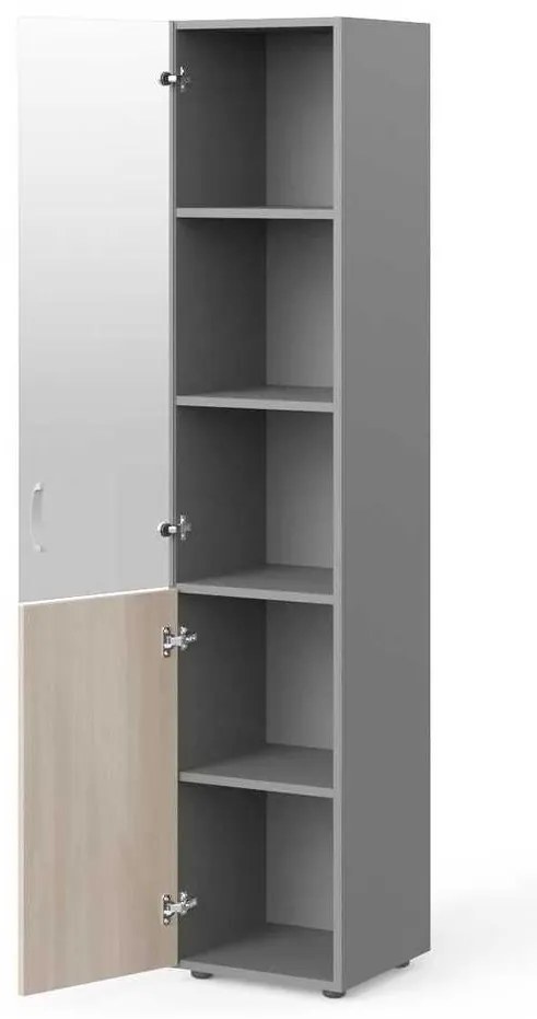 Dulap înalt Manager 39,9 x 42,2 x 196,5 cm, stânga, salcâm deschis / gri