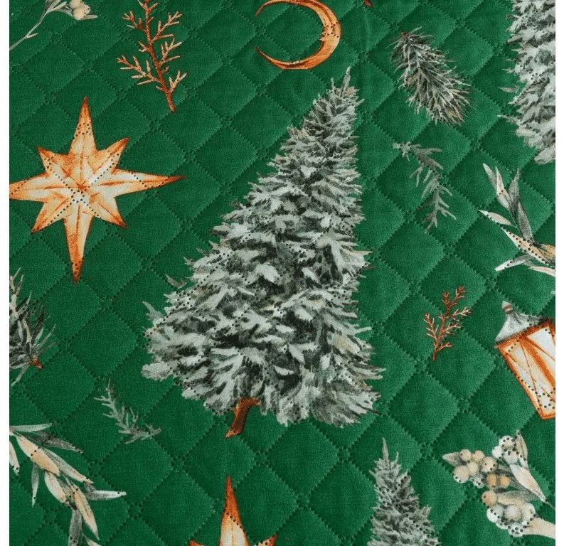 Cuvertura pentru pat cu model GREEN CHRISTMAS, verde Dimensiune: 220 x 240 cm