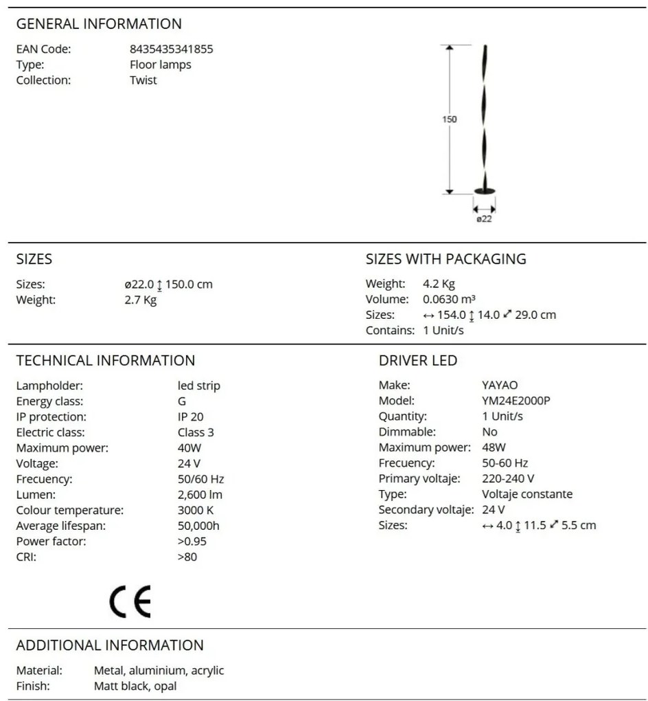 Lampadar/Lampa de podea LED design modern Twist