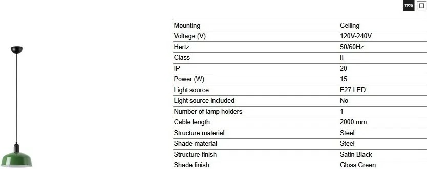 Lustra/Pendul metal TATAWIN M verde