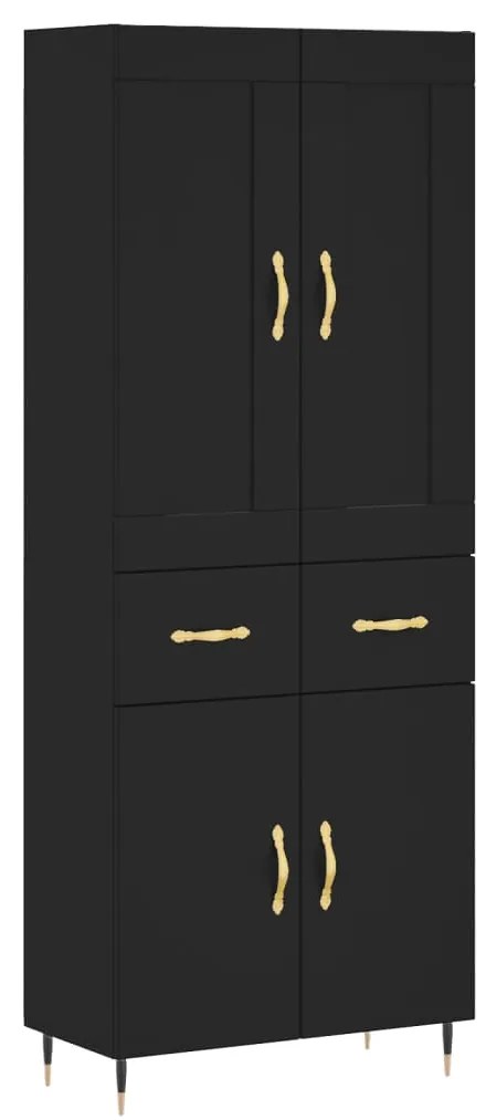 3199858 vidaXL Dulap înalt, negru, 69,5x34x180 cm, lemn compozit