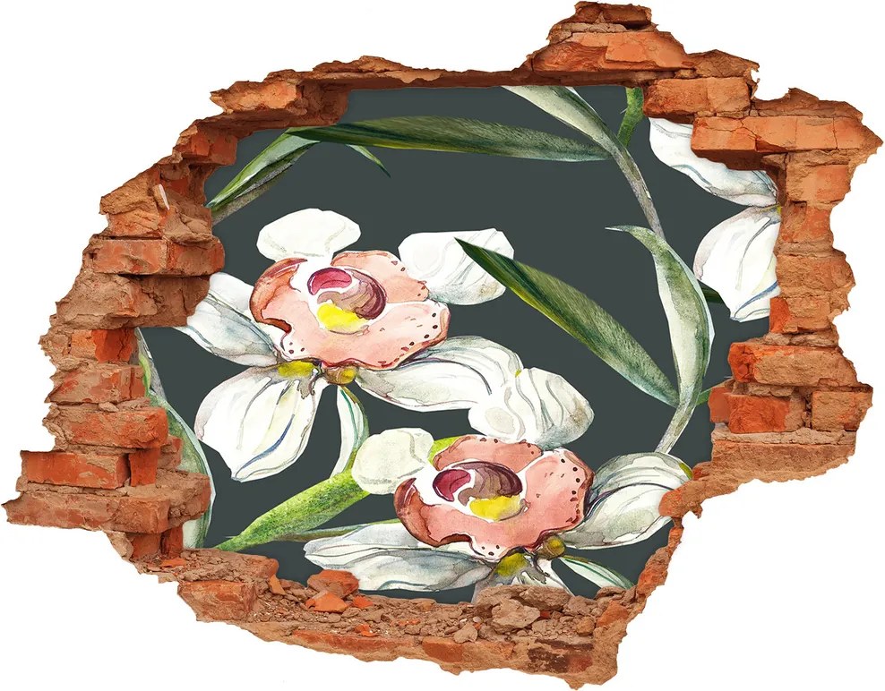 Nálepka diera na stenu betón Kvetinový vzor