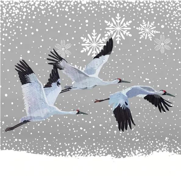 Set 10 șervețele din hârtie cu motive de Crăciun PPD Snowfall Cranes