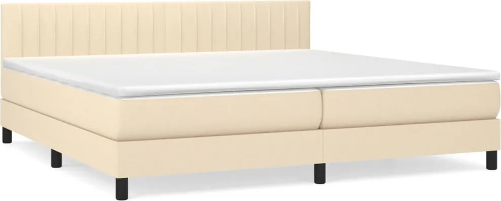 vidaXL Pat box spring cu saltea, crem, 200x200 cm, textil