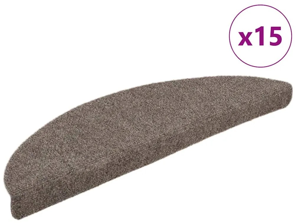 vidaXL Covorașe autoadezive pentru scări, 15 buc., 56x17x3 cm, bej, semirotunde