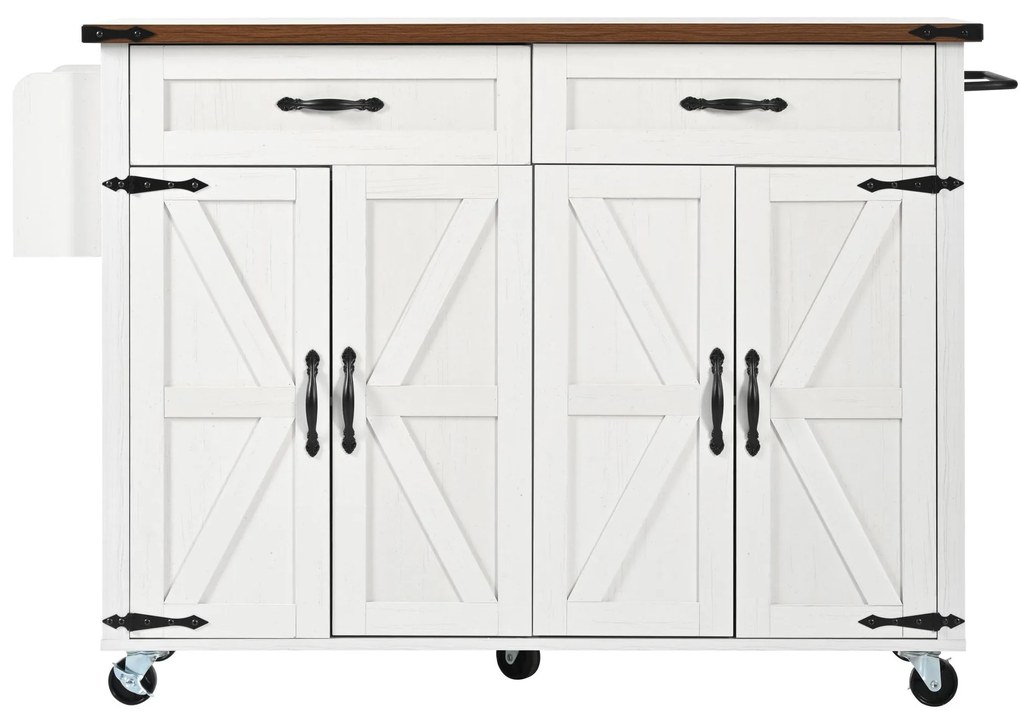 Insulă de bucătărie cu blat rabatabil, Alb | Aosom Romania