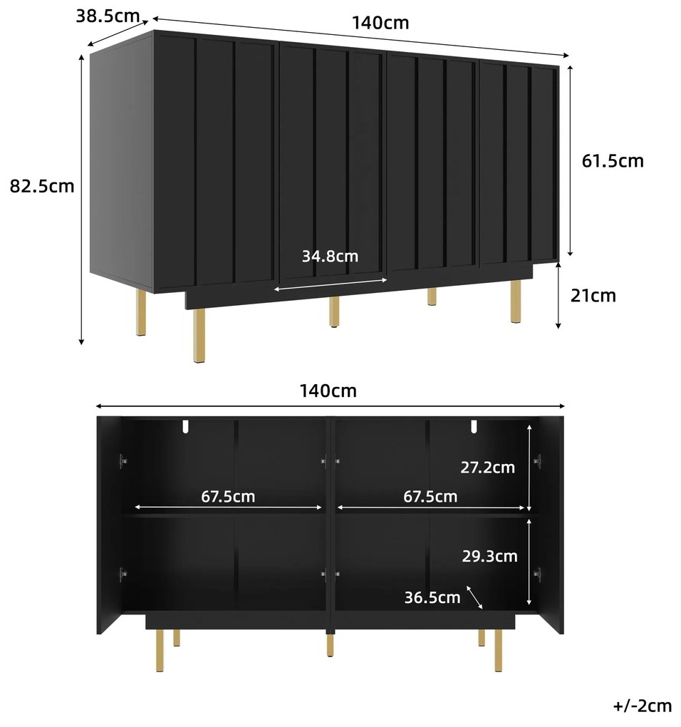 Dulap minimalist pentru sufragerie, Negru | Aosom Romania
