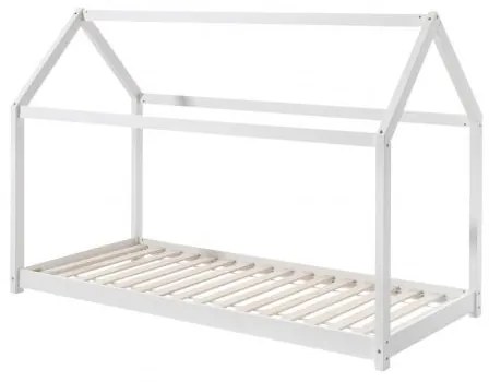 Pat Căsuță , Alb, 90 x 200 cm (Pin Masiv) – CABANE – Vipack