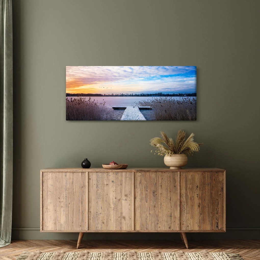 Tablou - Lac înghețat, Ełk, Mazury, Polonia (120x50 cm)