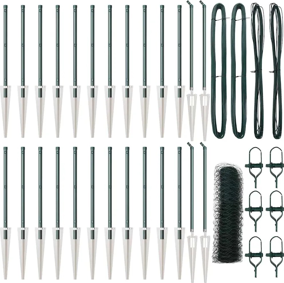 vidaXL Stâlp de gard. Verde 50 x 0,5 m (plasă de 50 mm) Oțel și PVC