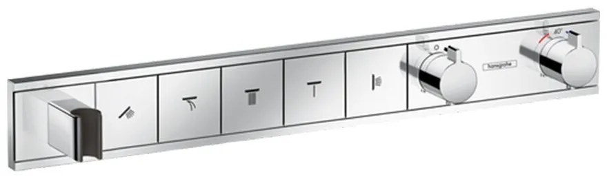 Baterie dus incastrata cu 5 functii Hansgrohe Rainselect cu termostat crom lucios
