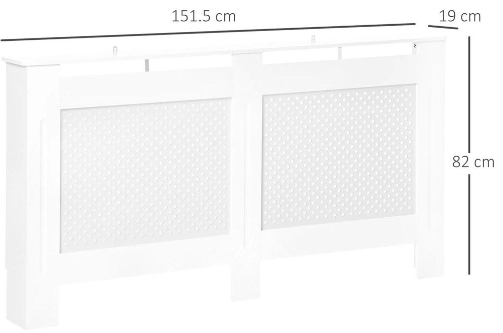 HOMCOM Mască pentru Calorifer din Lemn MDF cu Raft Superior, 151,5x82x19 cm, Alb | Aosom Romania