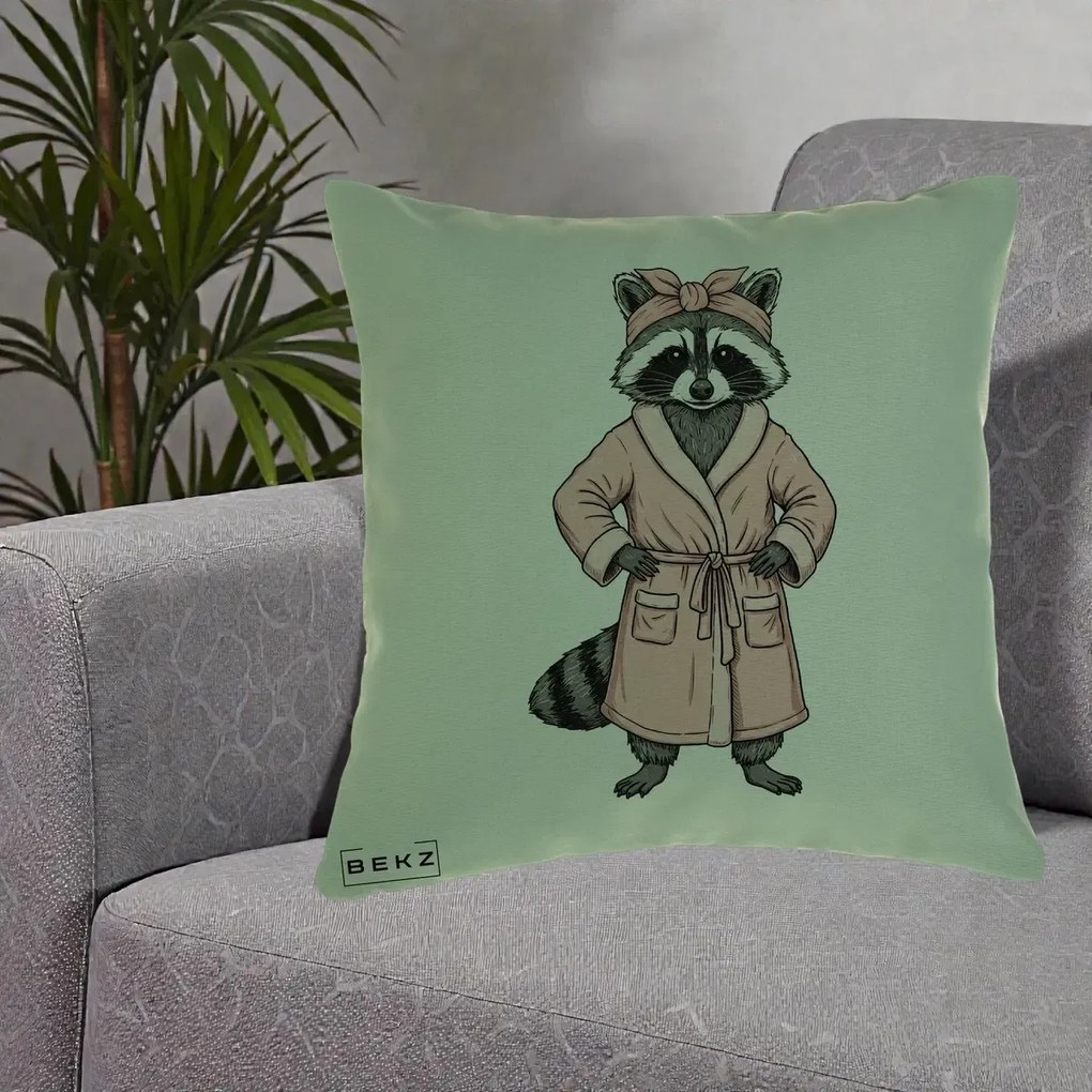 Perna Decorativa Albinuta Kawaii Vesela, 40x40 cm, Verde, Husa Detasabila, Perna Inclusa, BEKZ®