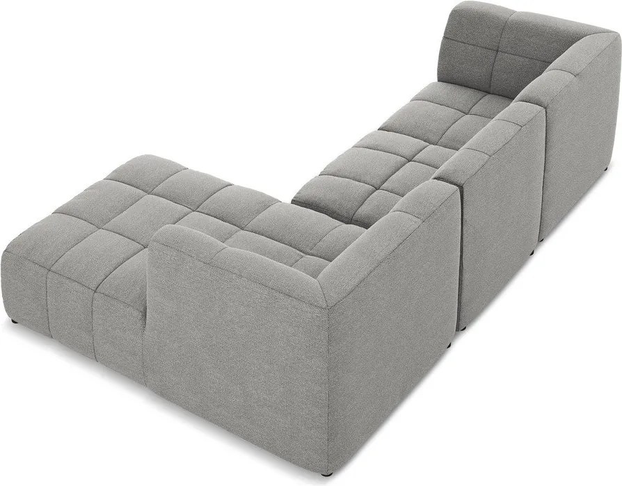 Colțar gri cu tapițerie din țesătură bouclé (cu colț pe partea dreaptă/cu șezlong) Aloha – Makamii