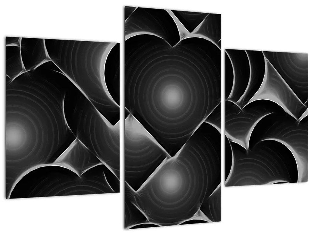 Tablou cu inimile alb - negre (90x60 cm)