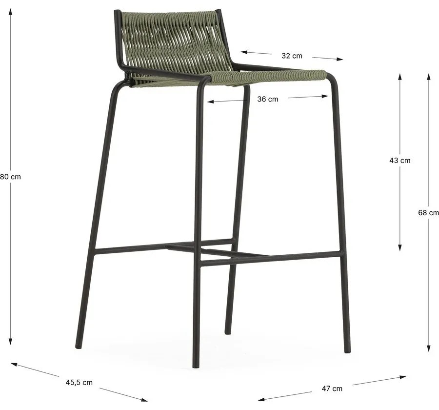 Scaun de bar verde din metal (înălțime șezut 65 cm) Emily – Marckeric