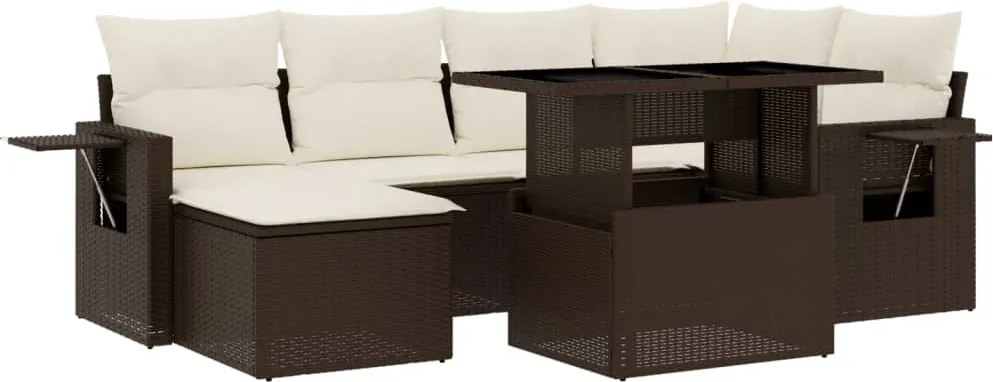 vidaXL Set canapele de grădină cu perne, 7 piese, maro, poliratan