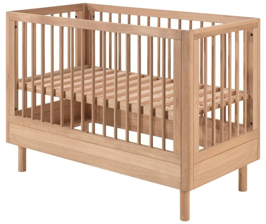 Pătuț în culoare naturală din lemn de stejar cu înălțime reglabilă 60x120 cm Forrest – Vipack