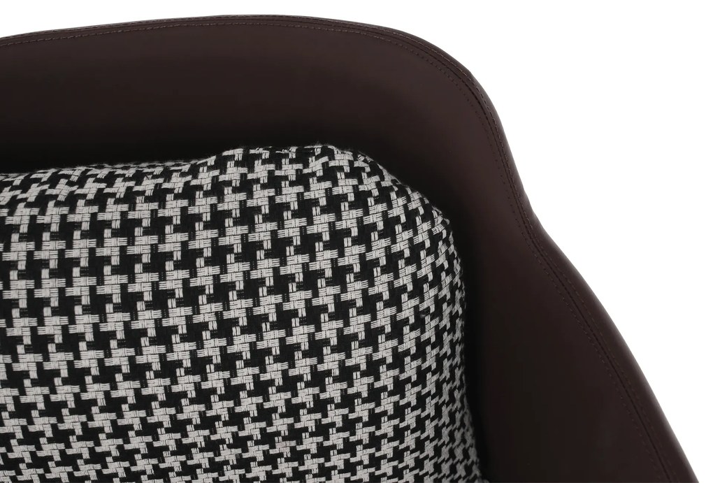 Fotoliu design, model alb-negru/ piele ecologică maro, EMREN