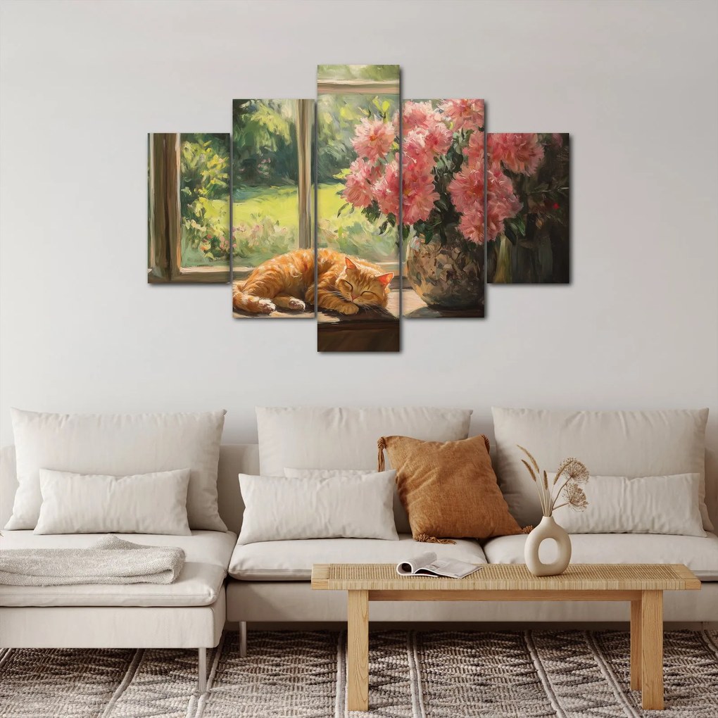 Tablou - Pisică la fereastră (150x105 cm)