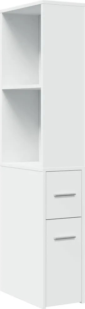 vidaXL Dulap de baie îngust cu roți, alb, lemn prelucrat