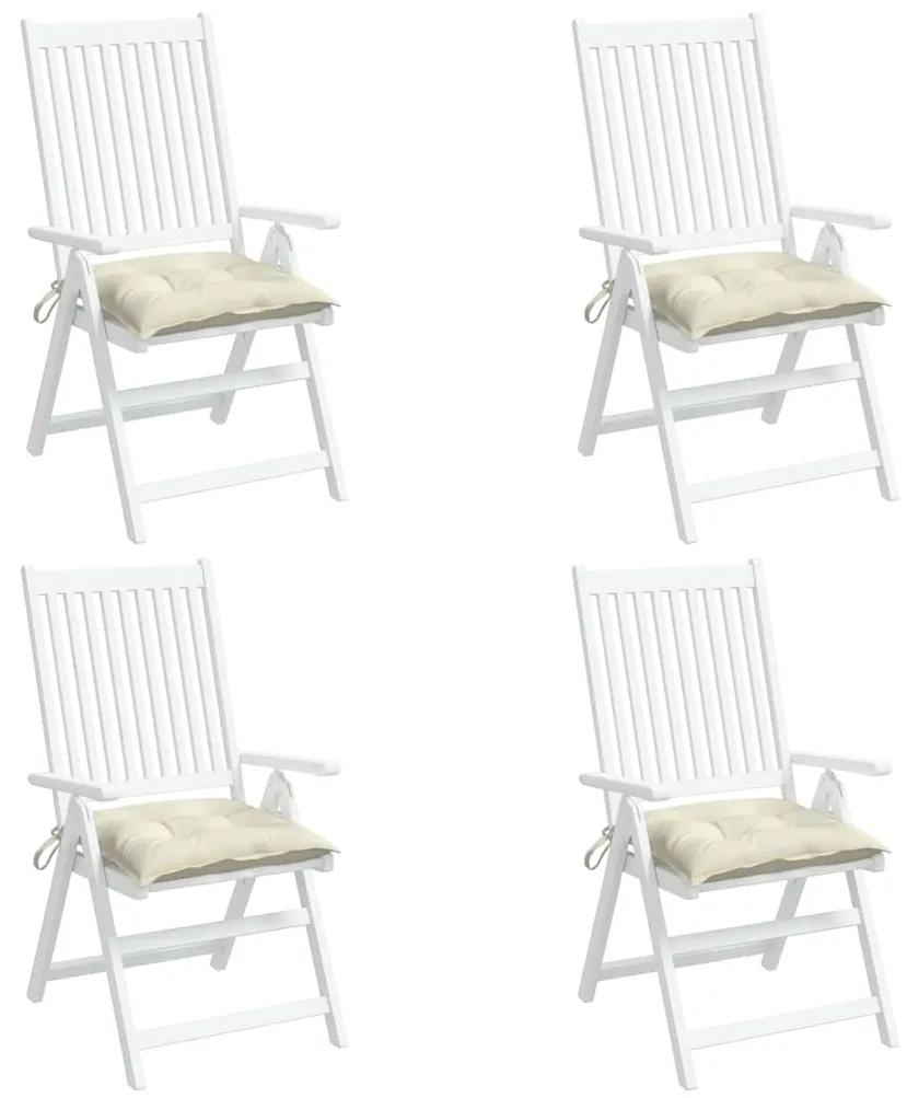Perne de scaun, 4 buc., alb crem, 50x50x7 cm, material textil 4, Crem, 50 x 50 x 7 cm