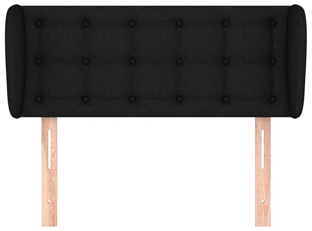 Tablie de pat cu aripioare negru 93x23x78 88 cm textil 1, Negru, 93 x 23 x 78 88 cm