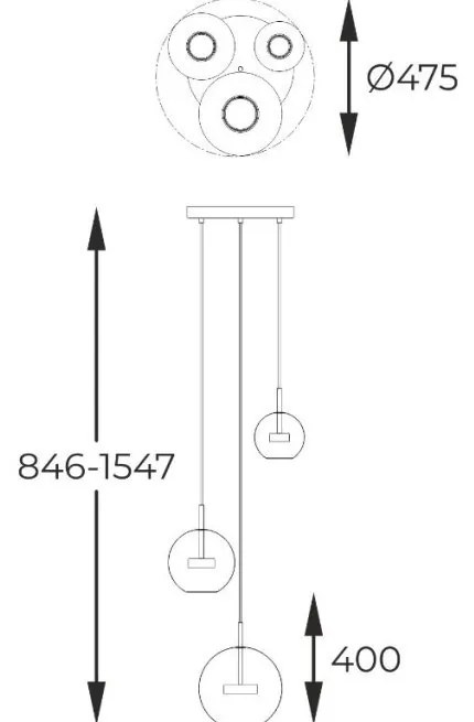 Lustra moderna cu 3 pendule LED Enceladus crom