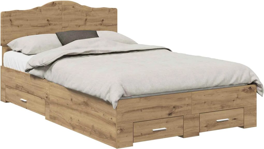 vidaXL Cadru de pat Stejar Artizanal 120 x 190 cm Lemn compozit