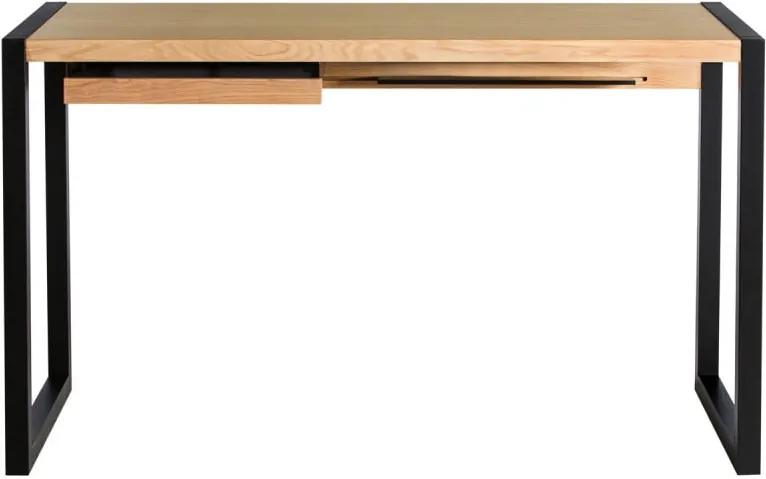Birou cu aspect de lemn de stejar WE47 Renfrew, 126 x 55 cm, natural-negru