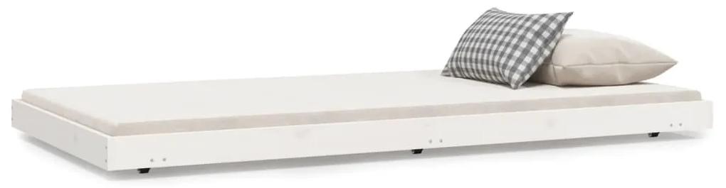 823490 vidaXL Cadru de pat, alb, 100x200 cm, lemn masiv de pin