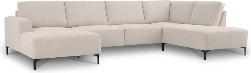 Colțar bej cu tapițerie din chenille (cu colț pe partea dreaptă/în formă de "U") Fabian – Scandic