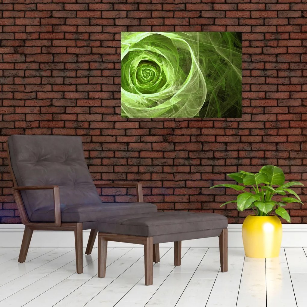 Tablou pe sticlă - Abstract Rose Green (70x50 cm)