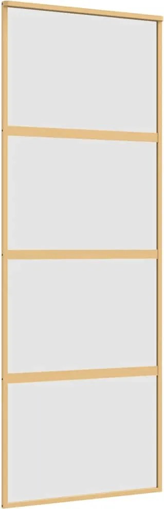 vidaXL Ușă glisantă, auriu, 76x205 cm, sticlă ESG mată și aluminiu