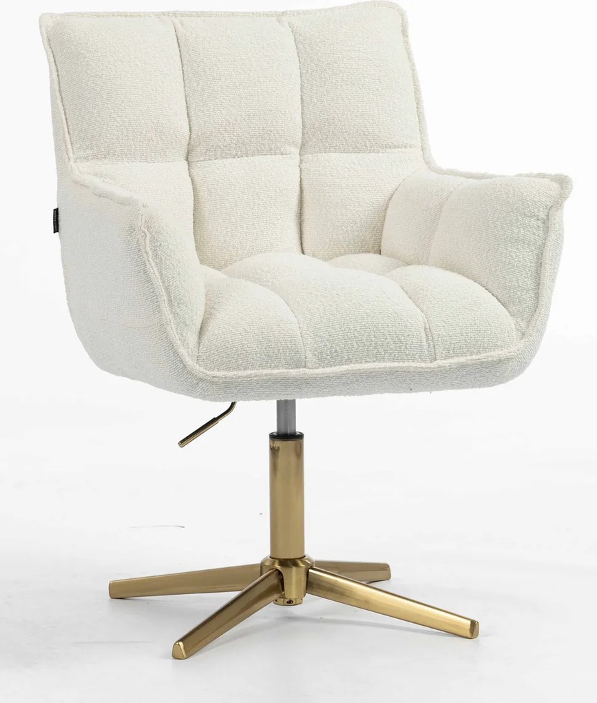 HR560CROSS Scaun Crem din Boucle cu Bază Aurie