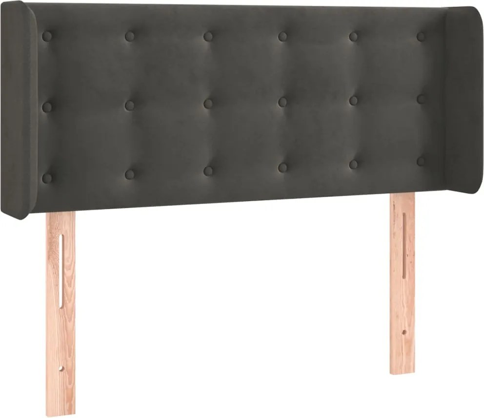 vidaXL Tăblie de pat cu aripioare gri închis 103x16x78/88 cm catifea