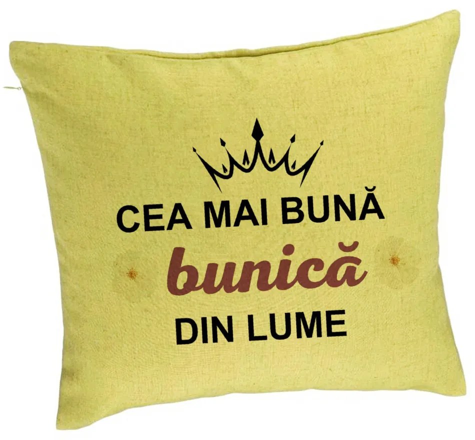 Perna Decorativa pentru Bunica 11, 40x40 cm, Verde, Husa Detasabila, Burduf