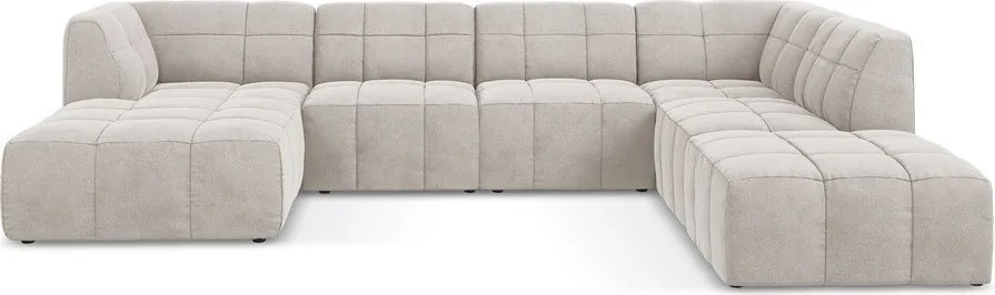 Colțar bej cu tapițerie din catifea (în formă de "U") Aloha – Makamii