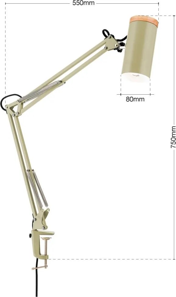 Lampa cu brat articulat si sistem de prindere masa, Gili verde deschis