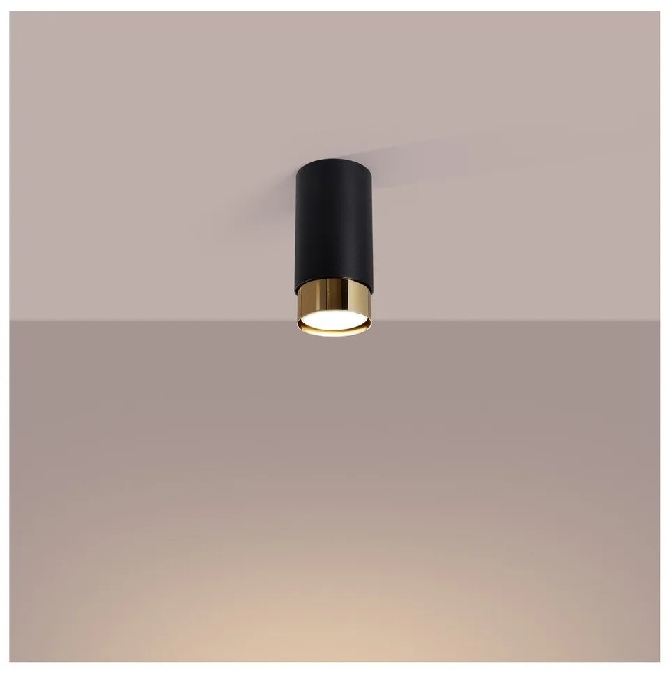 Plafonieră neagră/aurie Crown – Sollux