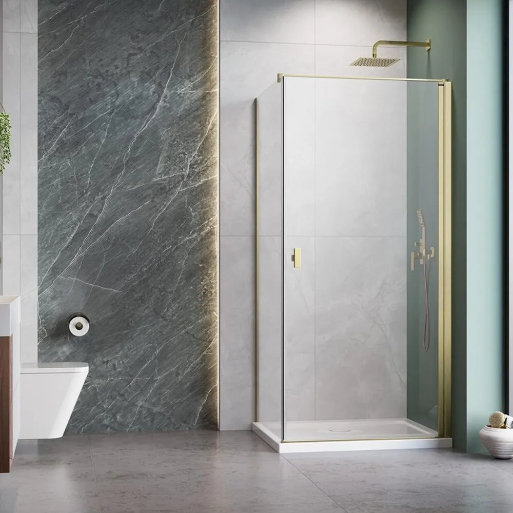 Cabina de dus dreptunghiulara cu usa batanta Radaway Nes KDJ I 80x100 cm finisaj auriu periat-transparent stanga