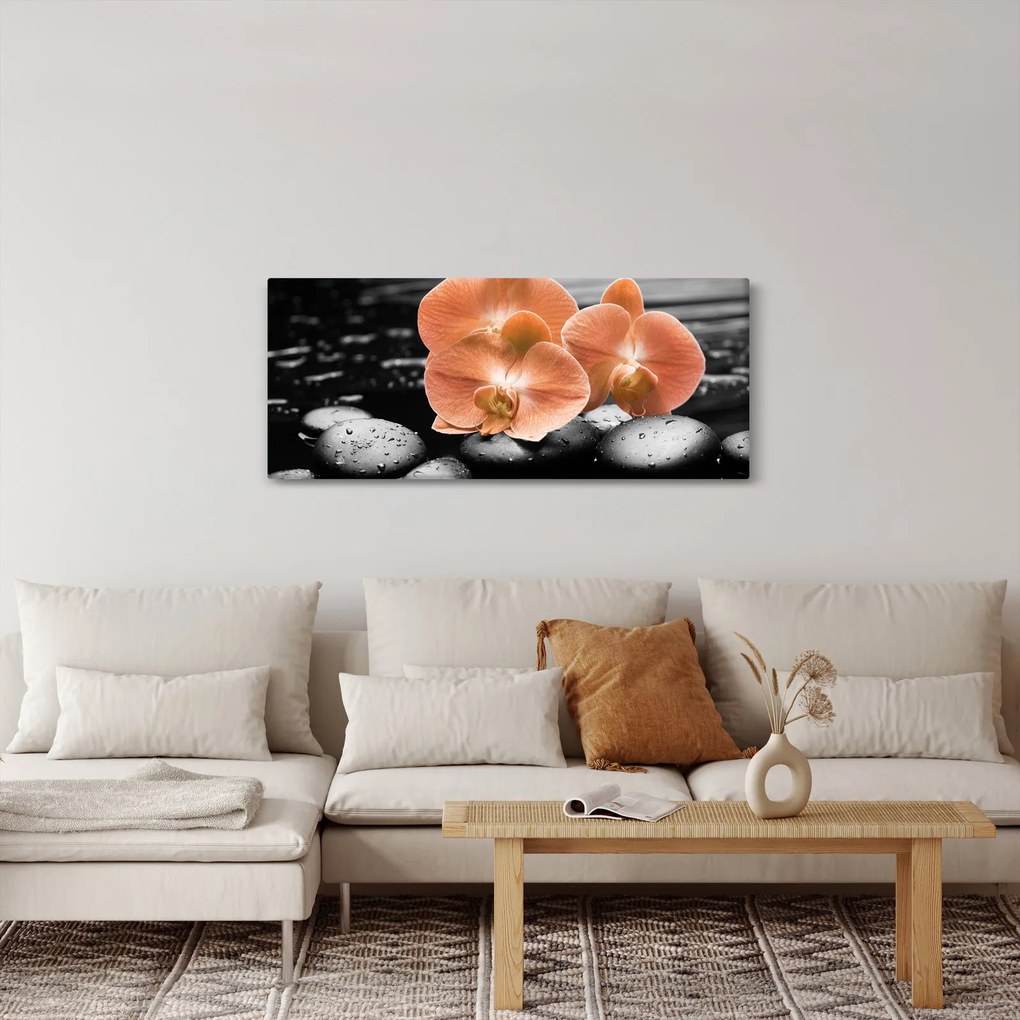 Tablou - Orhidee portocalii (120x50 cm)