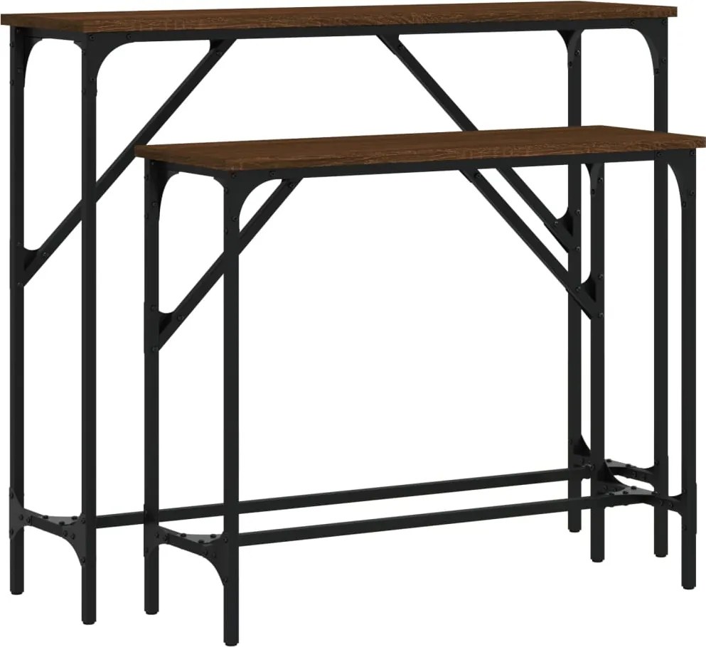 vidaXL Măsuțe console, 2 buc., stejar maro, lemn compozit