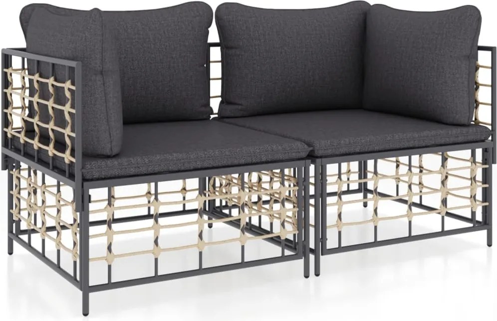 vidaXL Canapele modulare cu perne, colțar, 2 buc., poliratan