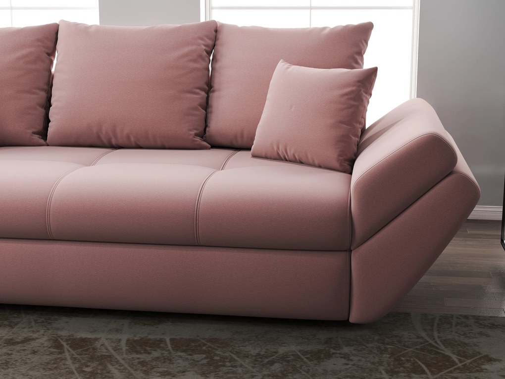 Canapea extensibilă dumonde cu ladă de depozitare si sezut confortabil din spuma high-density, Loana Royal Pink 250x100 cm