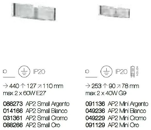 Aplica de perete CLIP AP2 SMALL ARGENTO 088273