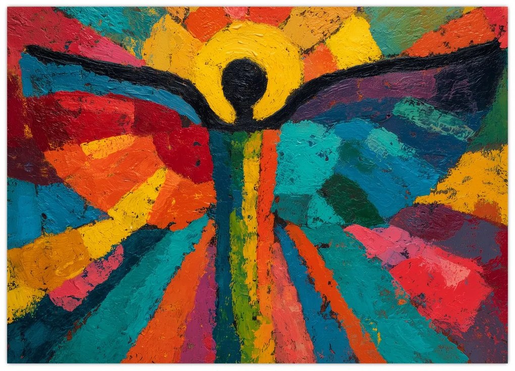 Tablou pe sticlă - Înger pictat (70x50 cm)