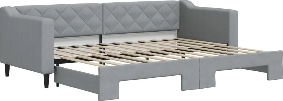 vidaXL Pat de zi cu extensie, gri deschis, 80x200 cm, textil